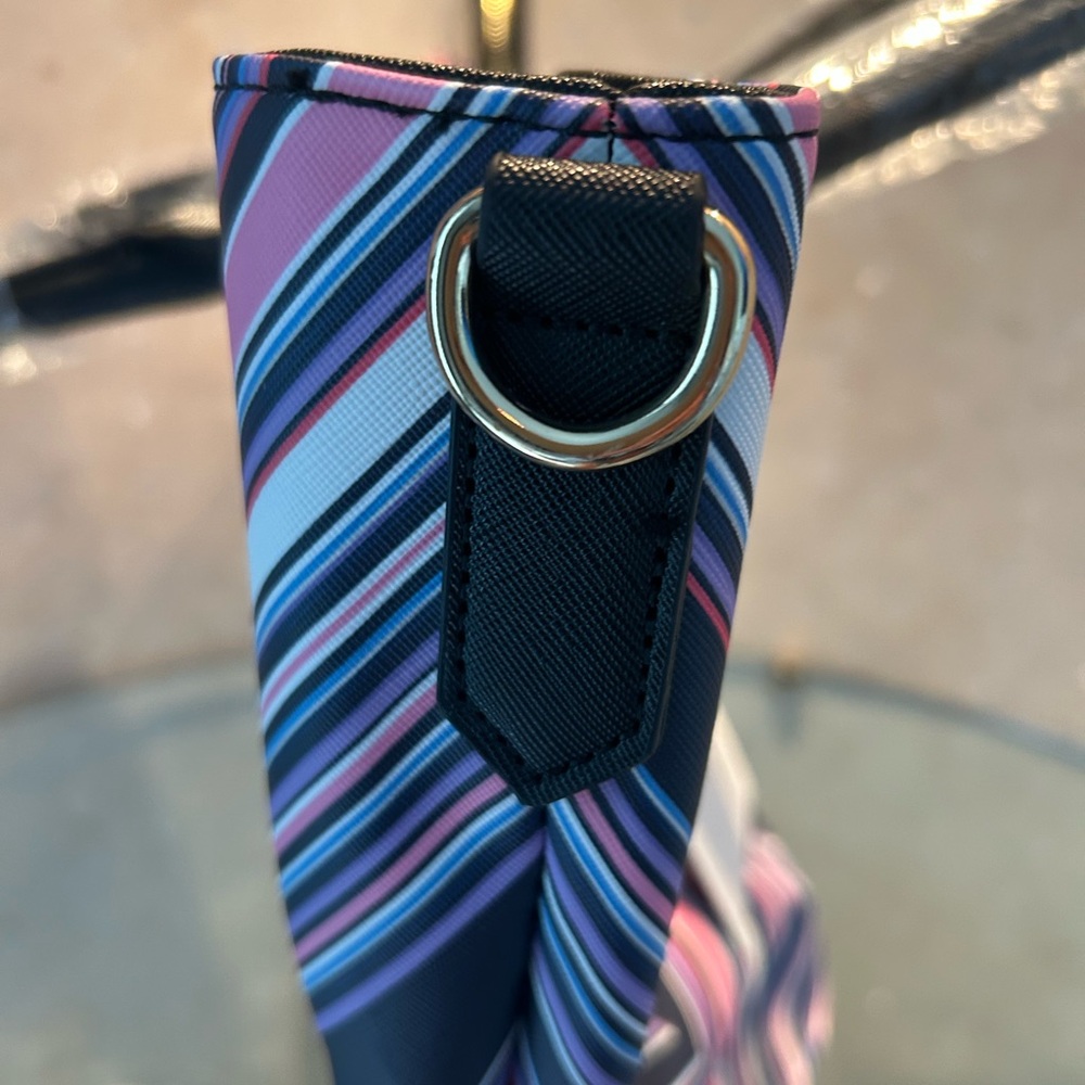 Trina Turk Chevron Tote in Pink and Navy - Picture 14 of 16
